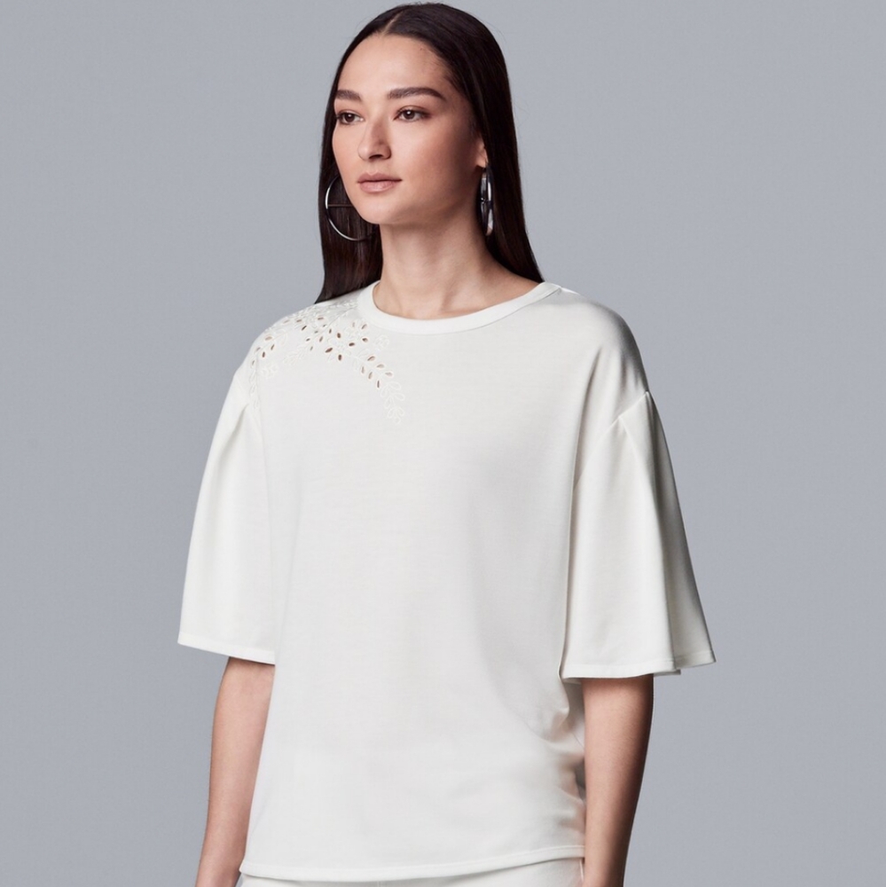 VERA WANG Eyelet Shirt